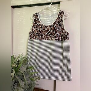 Size large striped & animal print cotton tank top